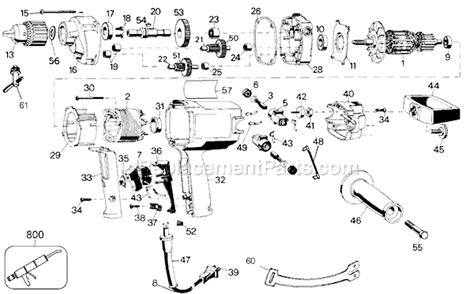 Page A Diagram and Parts List for G-2610 Type 100 Black and Decker Electric Drill